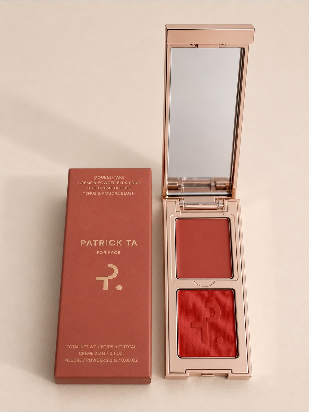 Patrick Ta Double-Take Creme & Powder Blush Duo — she left me on red . Mini